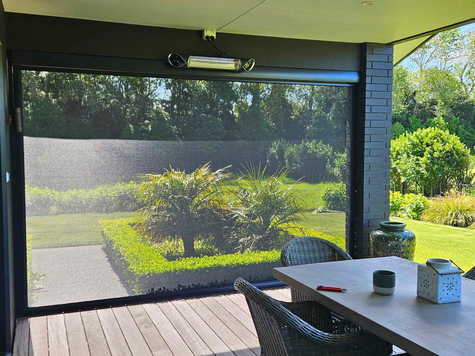 TORC outdoor blinds enclosing a patio